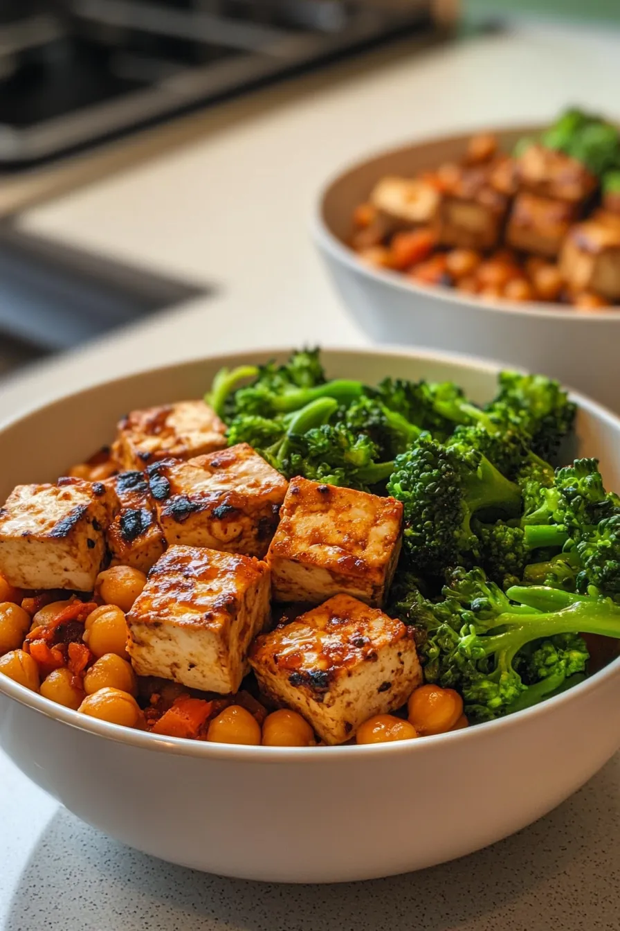 Nourishing High Protein Tofu and Chickpea Bowl recipe photo