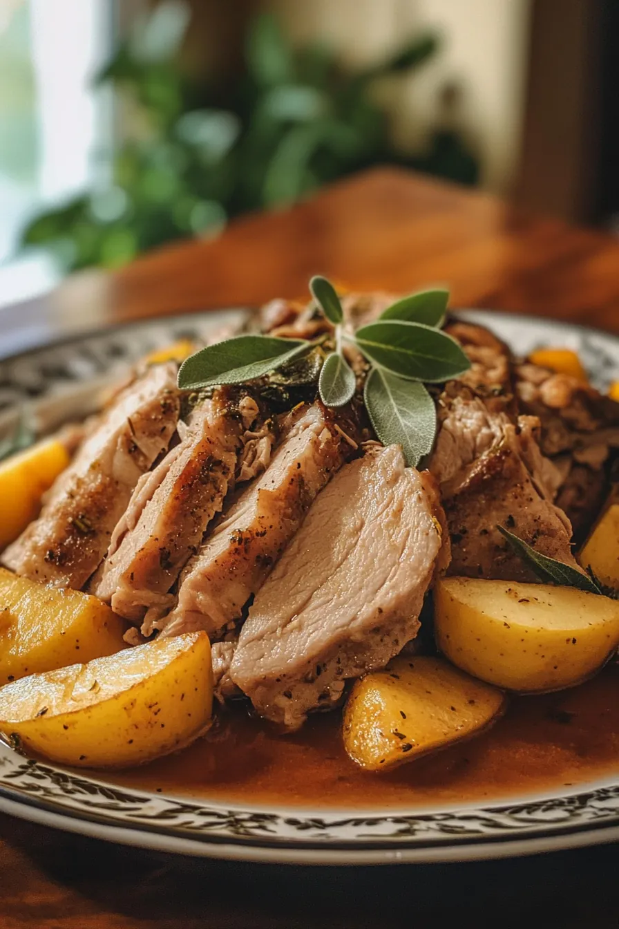 Savory Crock Pot Pork with Apples and Sage