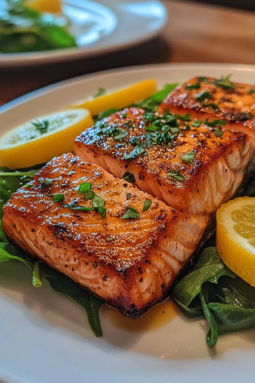 Seared Citrus Salmon with Spring Greens recipe photo